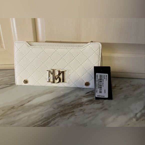 SOLD NWT Badgley Mischka White Quilted Long Cardholder Wallet NWT Vegan Leather - Picture 9 of 11